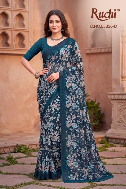 Ruchi saffron chiffon  275 cheap and best sarees